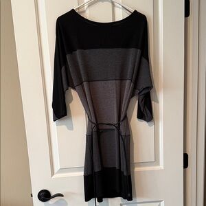 MSK Black and Gray Striped Dress